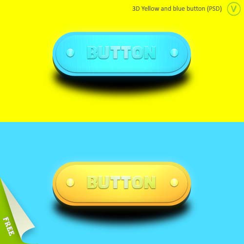 Голубая желтая кнопка PSD