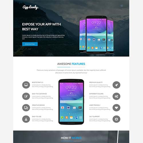 App Landy шаблон html для мобильных приложений