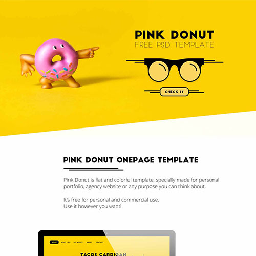 Pink Donut psd шаблон скачать бесплатно