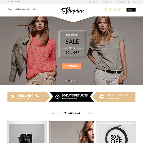 Psd макет Shophia интернет магазин одежды