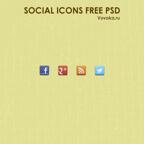 Social Icons Free psd | facebook, google, rss, twitter