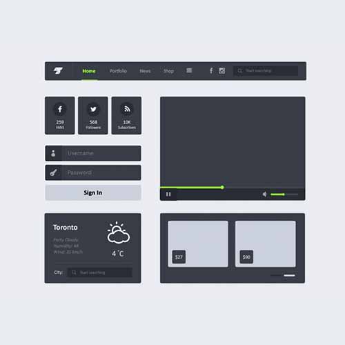 Набор Плоского Ui PSD