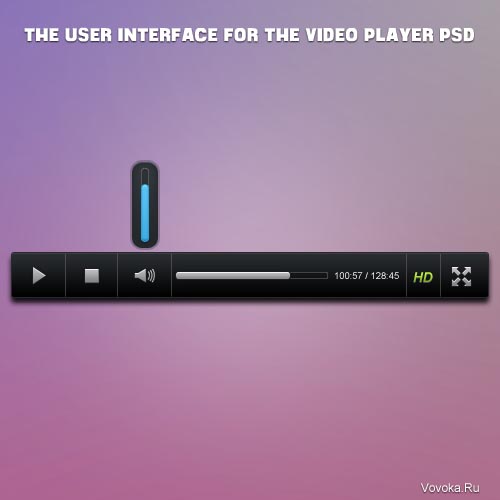 Темный Интерфейс для Видео Плеера PSD