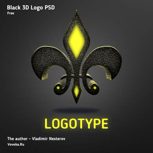 Чёрный 3D Логотип PSD