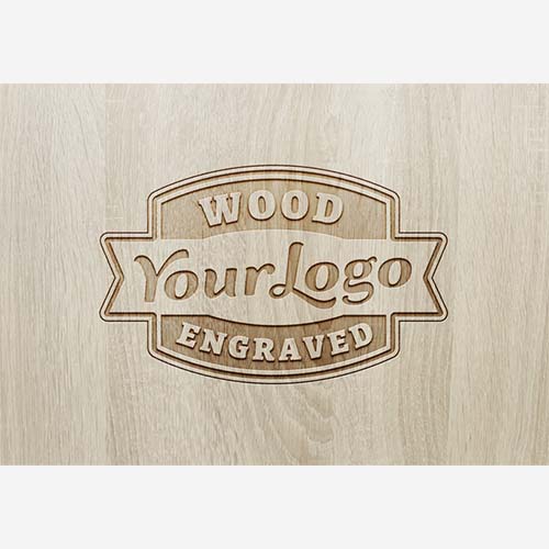 Wood выгравированный логотип макет psd