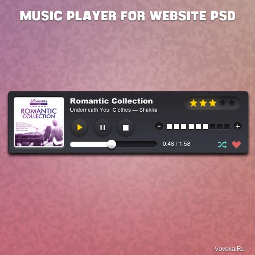 Темный Музыкальный Аудио Плеер PSD
