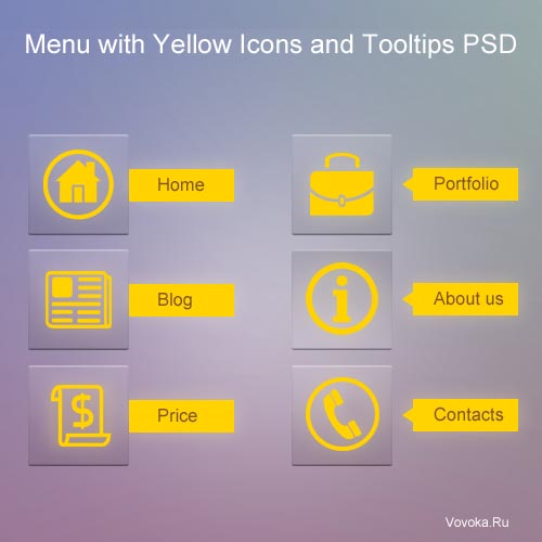 PSD Меню с Всплывающими Подсказками