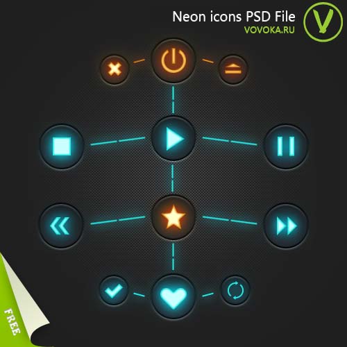 Неоновые иконки PSD