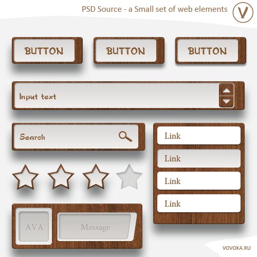 Деревянные веб-элементы | PSD