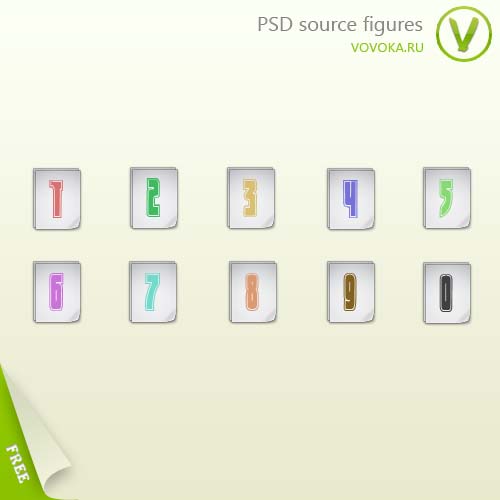 цифры цветные psd