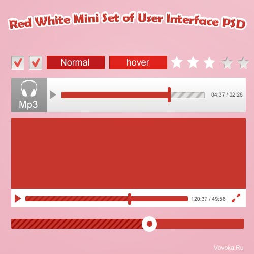 Красный Белый Набор Интерфейса PSD