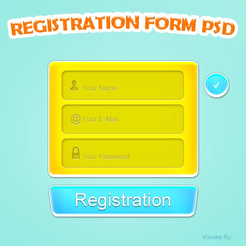 Желтая Форма Регистрации PSD